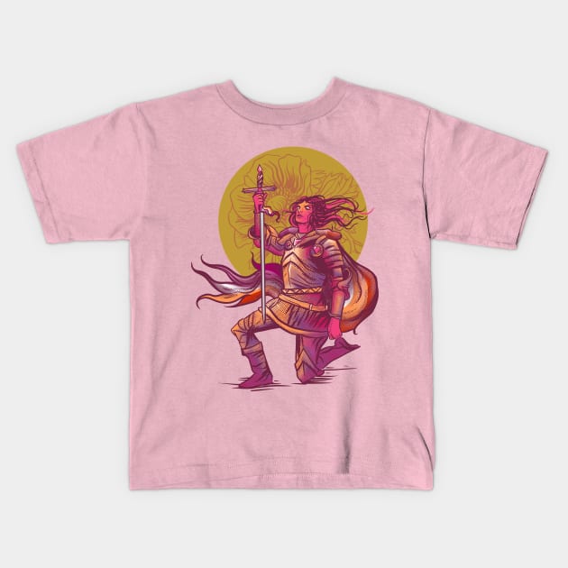 Women With Swords - Lesbian Knight Kids T-Shirt by Manfish Inc.